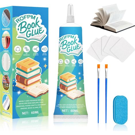 Colle Papier, Colle Reliure PVA, Solide et Imperméable, Flexible, Transparent, Avec Pinceau Pour Artisanat en Papier, Réparation, Origami, Tranche Livre, Art Plastique (1/5)