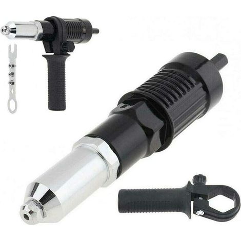 Nietpistolenadapter, elektrische Nietpistole mit Aluminiumgussgehäuse und rutschfestem Griff für Akku-Bohrmaschine, elektrisches Nietgerät, Einführwerkzeug