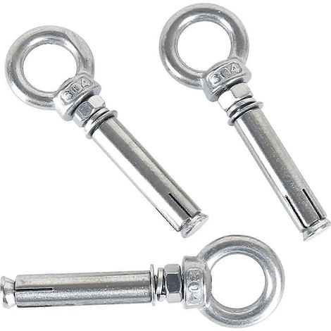 Boulons d'expansion M8 x 70 mm, douilles en acier inoxydable 304, ancrages à œil de levage pour béton, vis d'expansion, goupilles d'expansion, lot de 5 (1/5)