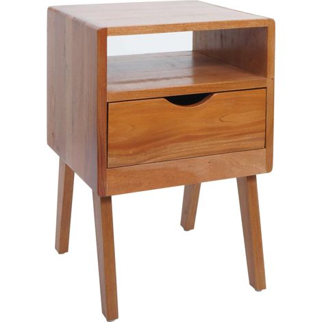Table de chevet HWC-P16, commode, table d'appoint, armoire, tiroir, 64 x 42 x 40 cm- couleur naturelle