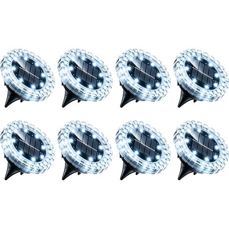 Lot de 8 lampes solaires encastrables – IP44 étanche, lumière blanche – Idéales pour escaliers, terrasse et allée – Jardin et extérieur (1/5)