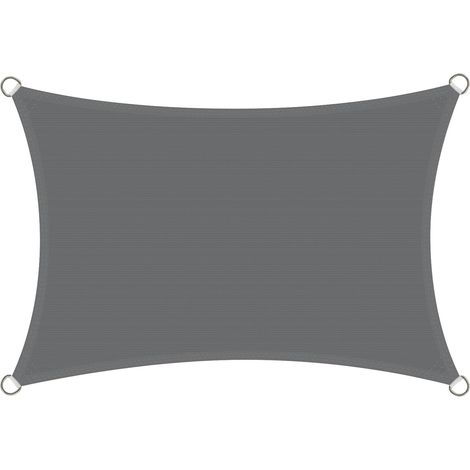 Voile d'ombrage rectangulaire 3x5m HDPE protection UV 5x3 mètres protection solaire résistant aux intempéries respirant pour balcon jardin et terrasse incluant cordes de fixation anthracite. (1/5)