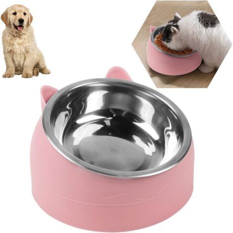 Comedero para gatos, comedero, comedero angular de acero inoxidable para gatos, comedero pequeño para perros, juego de comederos para mascotas, comedero desmontable para perros y gatos (1/5)