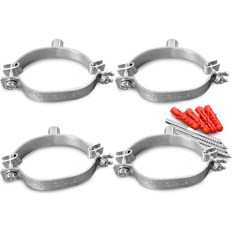 Set 4 collari ovali per fissaggio al muro della coppia di tubi in acciaio corrugato coibentati DN16 (1/2)