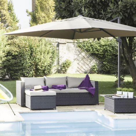 OMBRELLONE A BRACCIO PARASOLE GIARDINO 3x3 mt DECENTRATO GAZEBO ECRU 273V