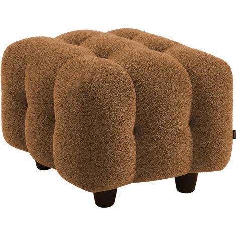 sweeek - Sitzhocker Fußhocker mit strukturiertem Bouclébezug für 2-Sitzer Sofa Leon (1/5)