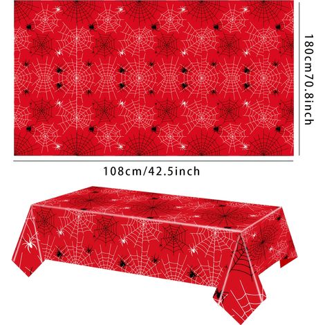 Lot de 2 nappes jetables en plastique à motif toile d'araignée pour Halloween et Noël – 108 x 180 cm, nappe rectangulaire (1/4)