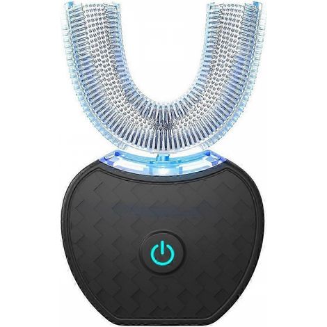 Brosse à dents électrique ultrasonique (noire), brosse à dents automatique en forme de U pour un nettoyage complet de la bouche à 360° et un blanchiment des dents-AquaForge