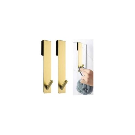 2-teiliges Duschhaken-Set, Handtuchhaken ohne Bohren, Türhaken für rahmenlose Glasduschtüren, passend für 6–12 mm Glasstärke (Gold) – Crezuo