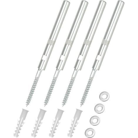 Lot de 4 Supports d\\'étagère murale invisibles Ø12x120mm, Fixation étagère en acier comprenant rondelles et chevilles - Capacité de charge 20kg (1/5)