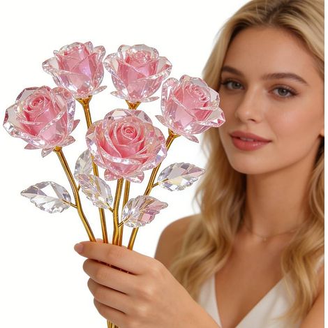 Bouquet de 5 roses artificielles, roses préservées, cadeau romantique, décoration de mariage et d'intérieur-AquaForge (1/3)