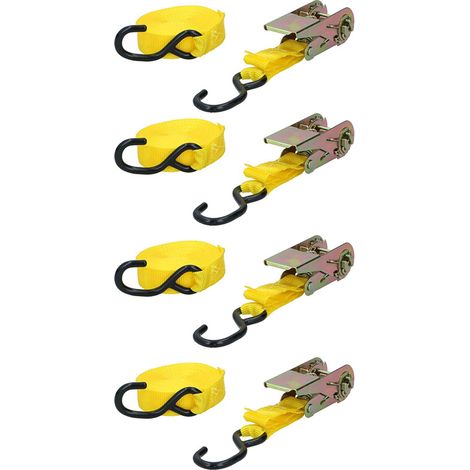 Set 4 Pezzi Cinghia Fissaggio a Cricchetto 5,1 Metro 130kg Trazione Portapacchi (1/2)