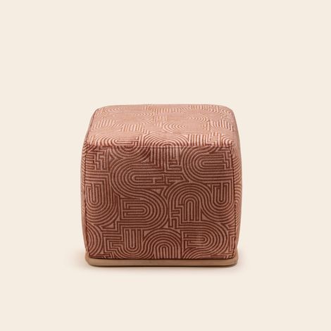 Pouf en Bois et jacquard Klark ARNEL