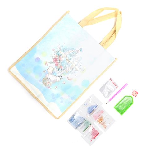 Sac cabas réutilisable avec poignées, peinture diamant, sac pliable à faire soi-même, artisanat d'art fait main (HBD06) (1/5)