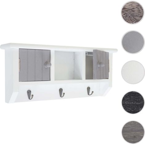 Tableau des clés HWC-A48, armoire à cléfs avec des portes - style shabby chic, marron