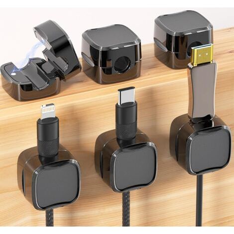 Cable Clips Support de Câble,Attache-Câble Magnétique,Clips Câble Organisateur Bureau,Clip de câble autocollant, 6pcs (1/5)