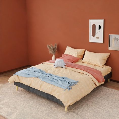 Tête de lit coloris gris en tissu métal 200 x 160 x 53 cm (1/5)