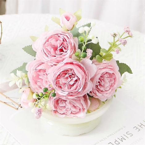 Pivoine artificielle, décoration d'intérieur, fleur artificielle Shujiaer Yang, pivoine pour décoration de mariage, fleur artificielle faite mainrose clair (1/5)