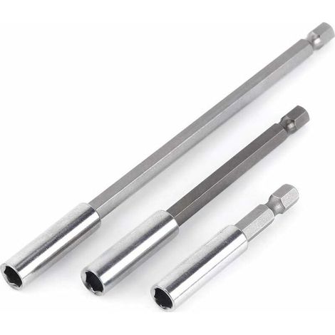 3Pcs 1/4" Porte Embouts Magnétique Extension de Vissage Tournevis Tige Hexagonal 60mm 100mm 150mm Rallonge Embout Visseuse (1/5)