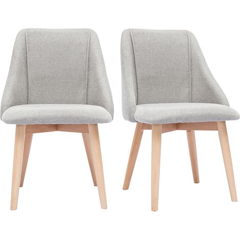 Stühle aus grauem Stoff mit Samteffekt und massivem Buchenholz (2er-Set) HIGGINS
