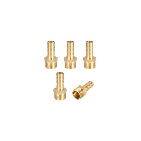 5 pièces Raccord cannelé tuyau en laiton connecteur 8 mm Barb x G1/4 adaptateur de tuyau Mâle Connecteur Cannelé En Laiton Pour Pompe Eau (1/5)