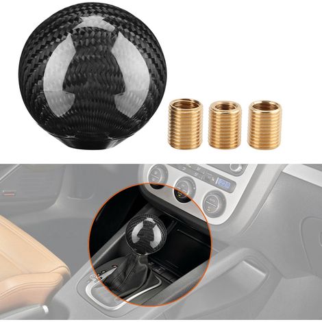 Levier de vitesse manuel universel en fibre de carbone, pommeau de changement de rapport noir, embout de levier pour voiture, accessoire de tuning intérieur, 1 pièce. (1/5)