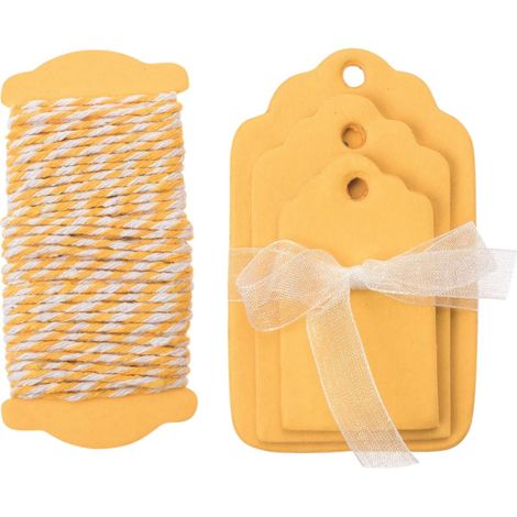 Glorex Papier-Etiketten gelb 5-8 x 3,5-5 cm, 15 Stück Geschenkverpackungen (1/2)