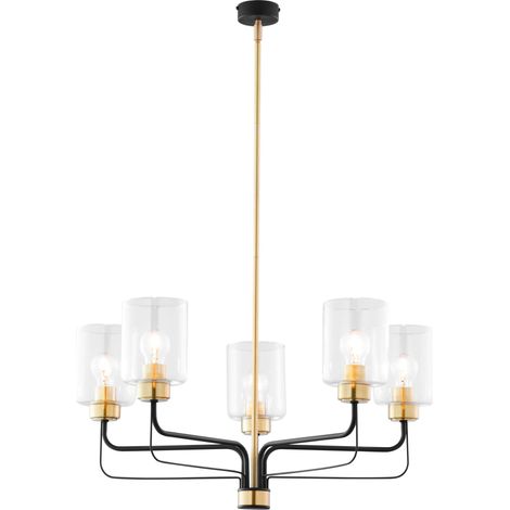 Lampadario moderno oro/nero vetro 5xE27 Jupiter Ceres (1/3)