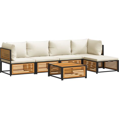 Maison Exclusive - Salon de jardin avec coussins 6 pcs bois d'acacia solide (1/5)