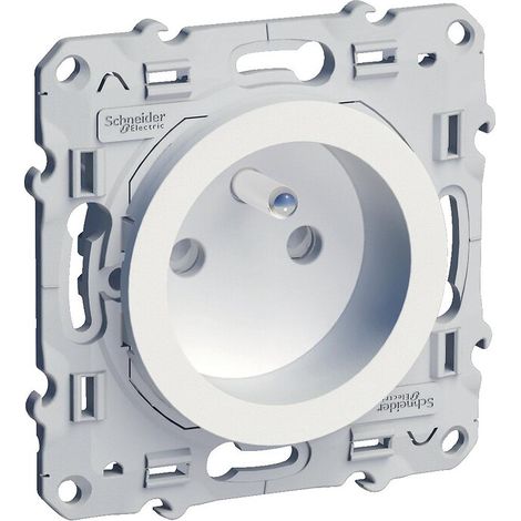 Schneider Electric – Prise de courant encastrée 2P+T 16A – Blanc – Installation rapide par vis – Connexion rapide avec repiquage