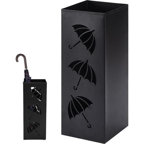 Porte Parapluie, 42 x 16 x 16 cm, 1 Stück Support Parapluie en Métal, Support Carré Indépendant, Design Moderne Porte Parapluie, pour la Maison, I'hôtel et le Bureau(Noir) (1/5)