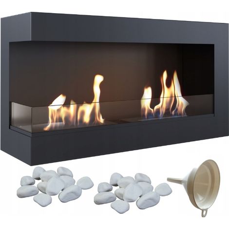 Wandkamin Bioethanol DELTA 900 TÜV links Deko Steine Set (1/5)