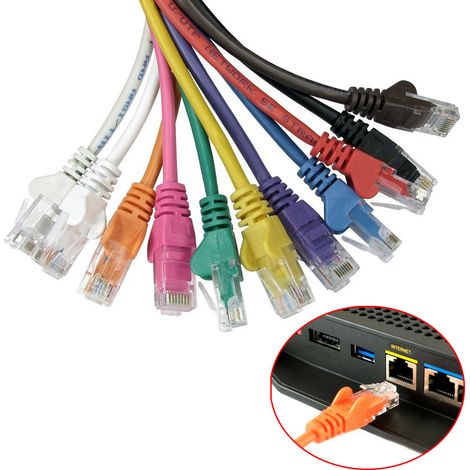 (3 pièces) 7 m - Câble réseau Cat5e - Câble Internet gris, réseau Ethernet LAN, connexion filaire