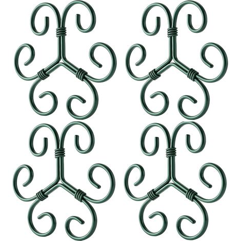 Lot de 4 tuteurs en fer vert pour Monstera, 10,4 x 10,4 cm, tuteurs pour plantes d'intérieur, tuteurs en métal vert résistant pour les tiges de plantes – faciles à installer.