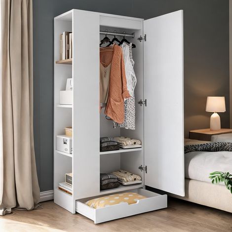 Commode coloris blanc en bois 70 x 40 x 170 cm (1/5)