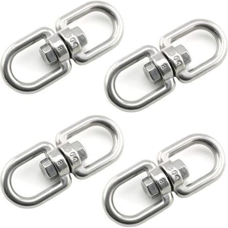 4 Pièces Crochet Pivotant M8 Double Extrémité Anneaux Pivotants en Acier Inoxydable 304 Suspendue Crochet Pivotant pour Balançoires Fauteuils Suspendus Sacs de Sable Cordes Chaînes (1/5)