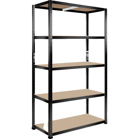 Estantería modular, metal resistente, estantes ajustables, paquete de 2, 1,5 m, negra, 90x40 cm (1/2)