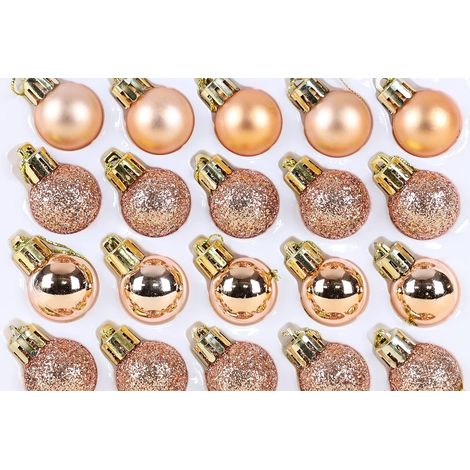 Set, de 24 bibelots - 60 mm (2.4 ") Taille - décoration d'arbre de Noël (or rose) (1/5)
