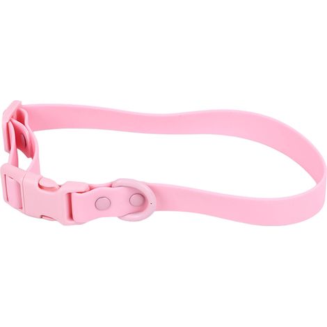 Collier ajustable pour chien, chat et autres animaux de compagnie. Imperméable, antirouille, facile à nettoyer, souple et confortable. Couleur rose, longueur 31-50 cm. (1/5)