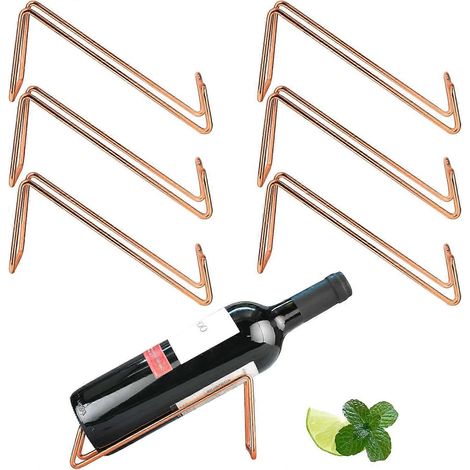 Ensemble de 6 porte-bouteilles en acier inoxydable, porte-bouteilles individuel, organisateur de bouteilles de vin élégant, idéal pour les amateurs de vin. (1/4)