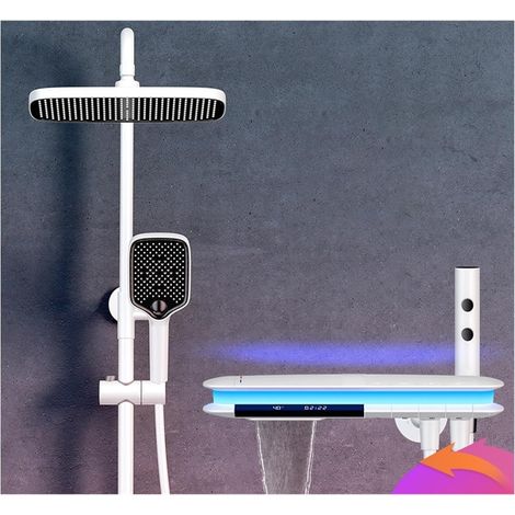 Ensemble de douche mitigeur thermostatique intelli LED numérique bain douche ensemble salle de bain chaud froid mélangeur système de douche baignoire murale pluie bain robinet thermostatique atmosphèr (1/5)