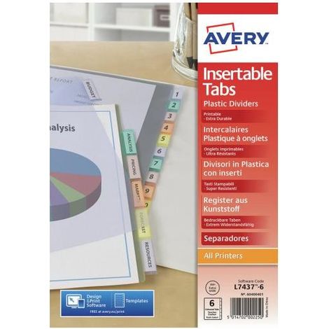 Avery 05614501 divisore Polipropilene (PP) Colori assortiti 12 pz (1/2)