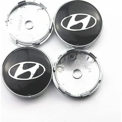 Lot de 4 enjoliveurs de moyeu 60 mm avec logo voiture pour Hyundai Solaris, i20, i30, i40, ix35, Tucson et Creta (1/4)