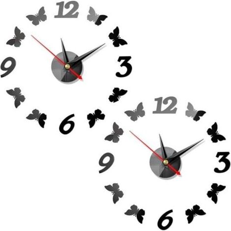 Pair Deux horloges murales papillon, horloges modernes silencieuses en acrylique.bricolageStickers muraux papillons, décorations pour (1/5)