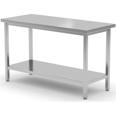 Table de travail centrale avec étagère - vissée, profondeur 600 mm - Ref 817162 - 60x100xH84 cm - Hendi