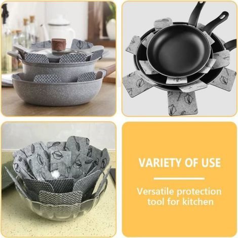 Protège-poêles en feutre gris, lot de 9 protections pour poêles, accessoires de cuisine anti-rayures pour plaques de cuisson (1/4)