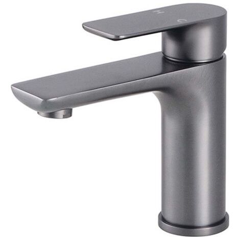 BUNTHAUS Robinet de salle de bain moderne, robinet d'évier au design élégant, cuisine, mitigeur en acier inoxydable, eau chaude et froide disponible, robinet en acier inoxydable gris-TONCHEAN