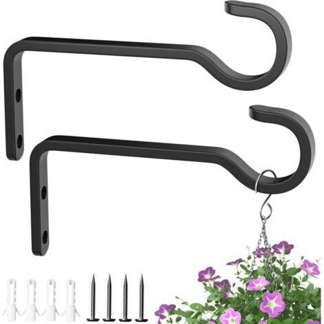Lot de 2 crochets muraux de 15,2 cm pour suspension de fleurs, support pour plantes suspendues, supports pour plantes en plein air, crochets muraux pour plantes, crochets de lanternes (1/4)