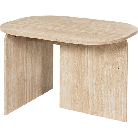 Table basse ovale plateau et piétements en MDF aspect travertin - VERTINA (1/5)