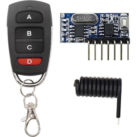 RX480E 433 MHz RF transmitter and receiver module 4 channels EV1527 Superheterodyne, GPIO compatible, Plug (1/5)